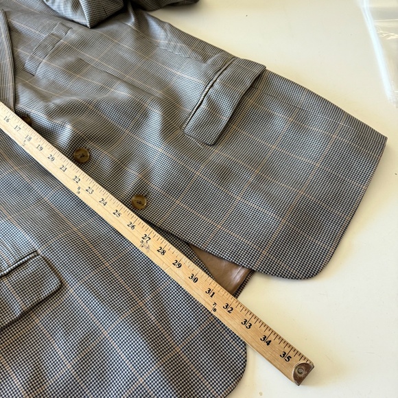 Brooks Brothers 346 Wool Black & Tan Houndstooth Blazer Suit Jacket Mens 44R - Picture 9 of 12